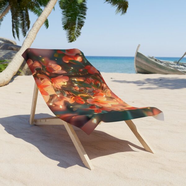 Sage & Pink Abstract Vintage Floral Beach Towel: Serene Comfort for Relaxation and Style - Image 2