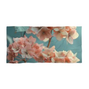 Sage & Pink Vintage Floral Beach Towel: Abstract Design for Chic Summer Relaxation