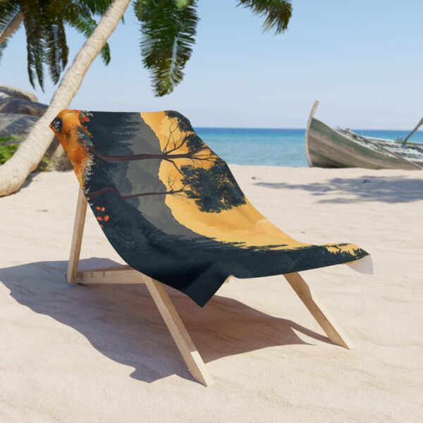 Tranquil Boho Nature: Pastel Vector Art Beach Towel