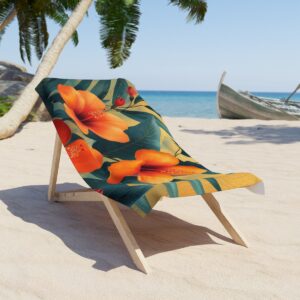 Serene Elegance: Pastel Boho Nature Vector Art Beach Towel