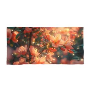 Sage & Pink Abstract Vintage Floral Beach Towel: Serene Comfort for Relaxation and Style