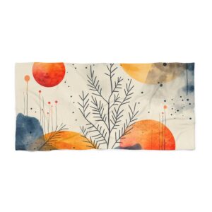 Boho Chic Abstract Geometric Pastel Art Beach Towel: Stylish Summer Essential