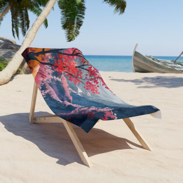 Pastel Mosaic Nature Vector Art Beach Towel: Boho Chic Design for Stylish Summer Lounging - Image 2