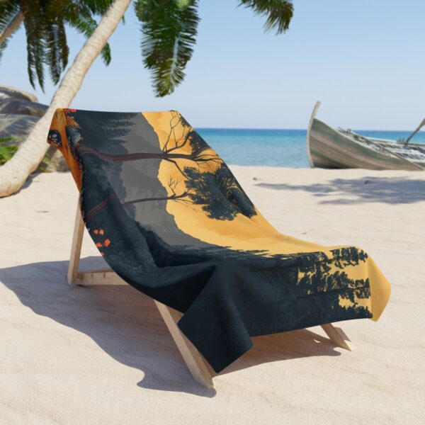 Tranquil Boho Nature: Pastel Vector Art Beach Towel - Image 4