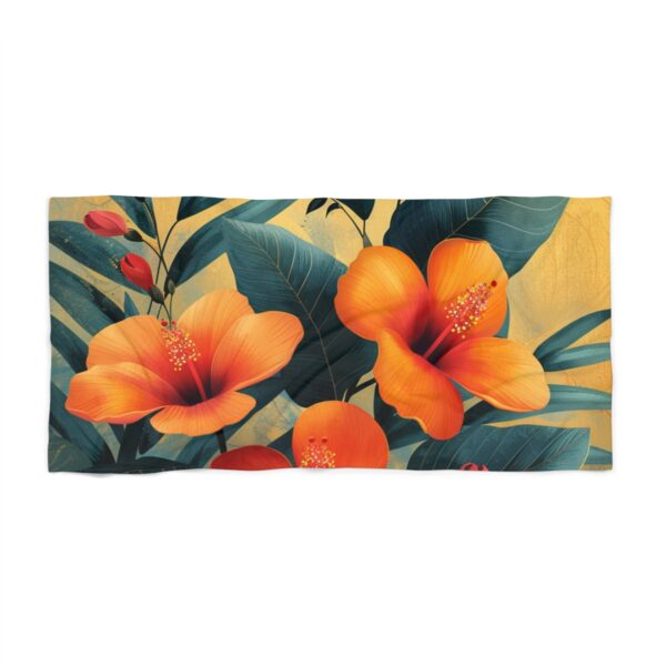 Serene Elegance: Pastel Boho Nature Vector Art Beach Towel - Image 3