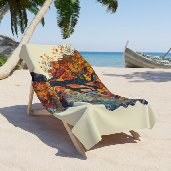 Calming Pastel Boho: Serene Nature Vexel Art Beach Towel - Image 4