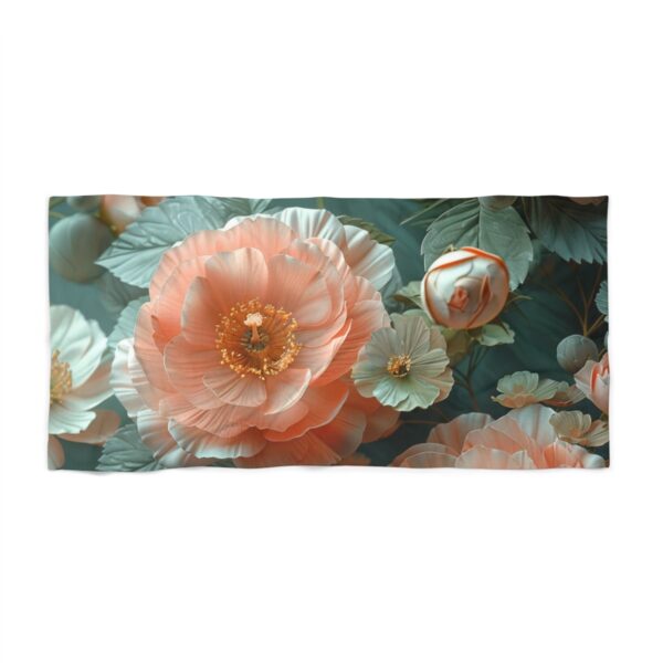 Chic Vintage Floral Good Beach Towel: Soft Pink & Sage - Image 3