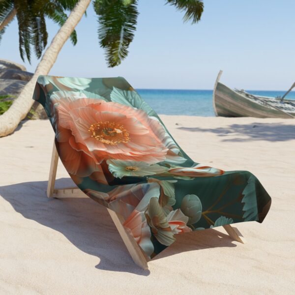 Chic Vintage Floral Good Beach Towel: Soft Pink & Sage - Image 4