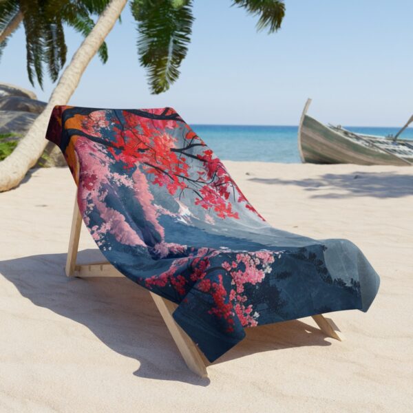 Pastel Mosaic Nature Vector Art Beach Towel: Boho Chic Design for Stylish Summer Lounging - Image 4